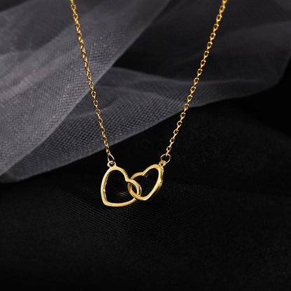 Intertwined Golden Heart Necklace | 18K PVD Gold Plated - For Women | Includes: Necklace