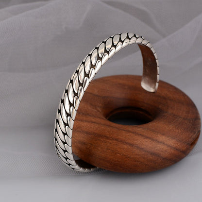 Geometric Oval Cuff Bracelet (SLIM FIT) | Premium Alloy - For Boys | Includes: Bracelet