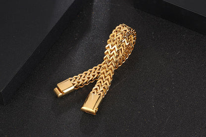 Posh Golden Woven Bracelet | Stainless Steel - For Men | Includes: Bracelet