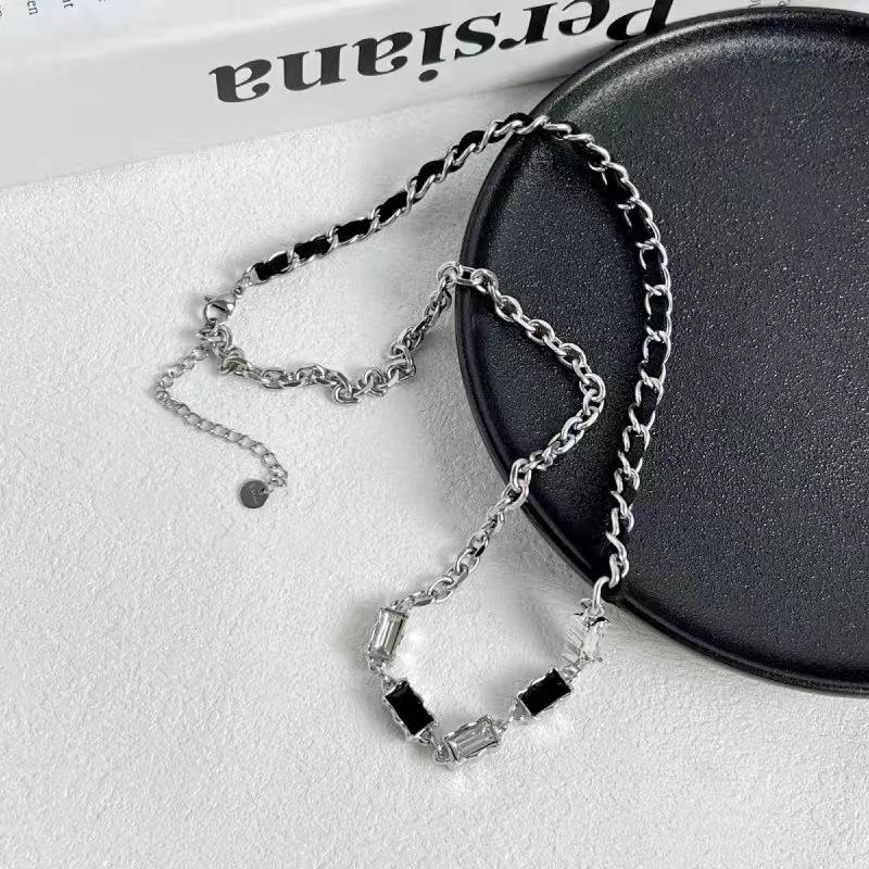 Black & White Zircon GenZ Necklace | REAL STEEL- For Men| Includes: Necklace