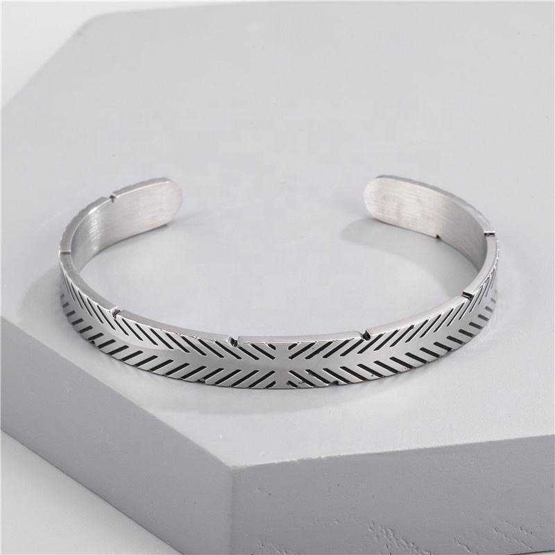 Solid Designer Cuff Bracelet | TITANIUM STEEL - For Men | Includes: Bracelet