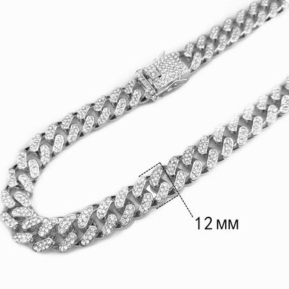 Silver Cuban Zircon Bracelet | Cubic Zirconia - For Men | Includes: Bracelet