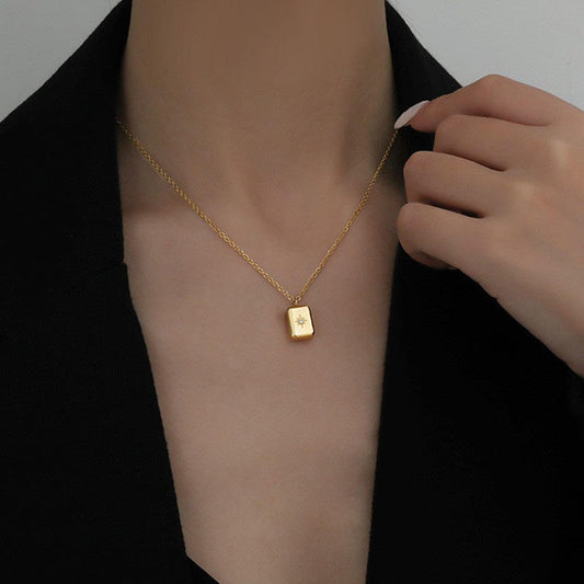 Solid Dainty Necklace | 18K PVD Gold Plated - For Women | Includes: Necklace