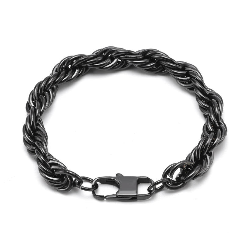 Ultra Bold Solid Black Everyday Rope Chain Bracelet | TITANIUM STEEL - For Men | Includes: Bracelet