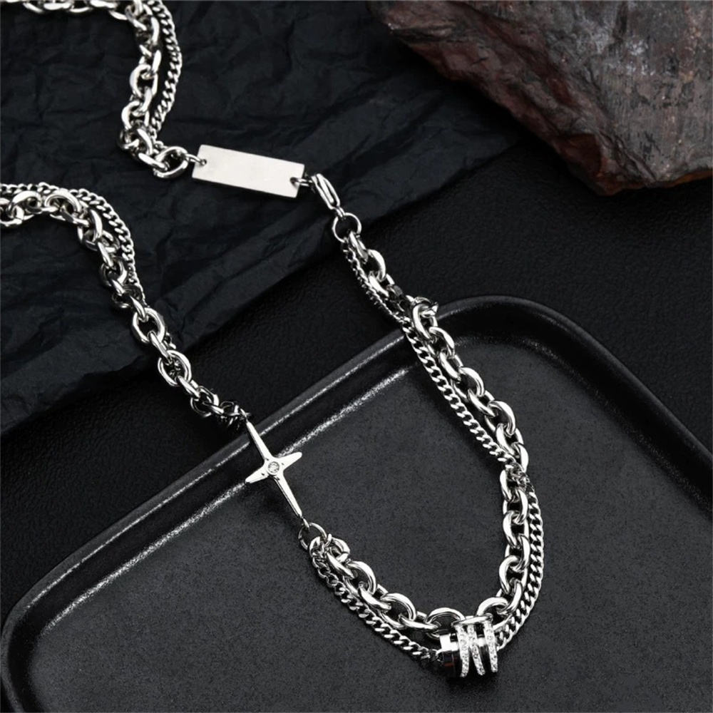 Roman Classic dual-layered Necklace | REAL STEEL- For Men| Includes: Necklace