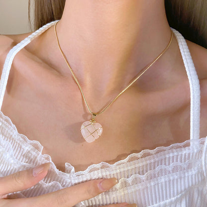 Opal Heart Necklace | 18K PVD Gold Plated - For Women | Includes: Necklace