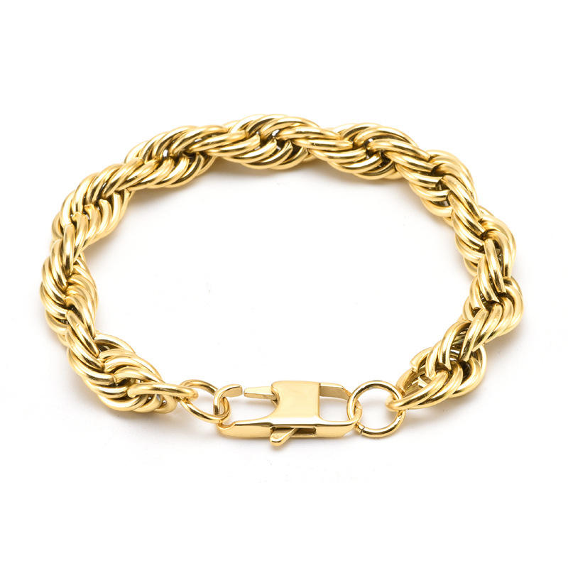 Ultra Bold Solid Golden Everyday Rope Chain Bracelet | TITANIUM STEEL - For Men | Includes: Bracelet