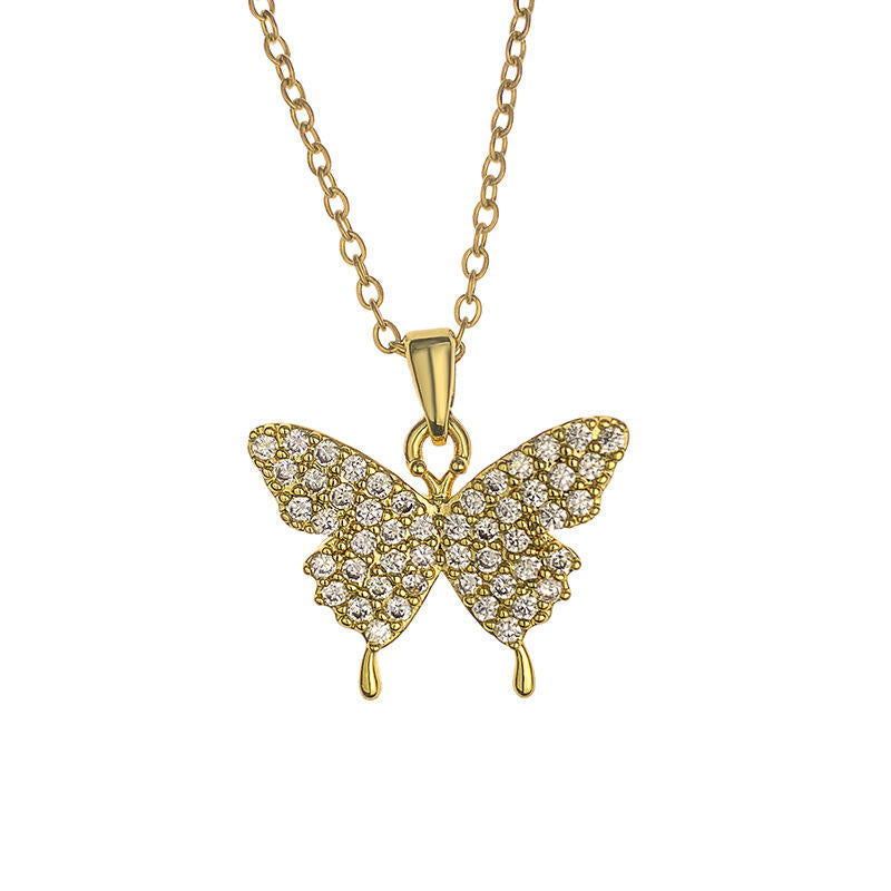 Dainty Zircon Butterfly Necklace | Cubic Zircon- For Women | Includes: Necklace
