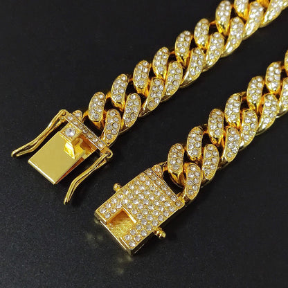 Golden Cuban Zircon Bracelet | Cubic Zirconia - For Men | Includes: Bracelet