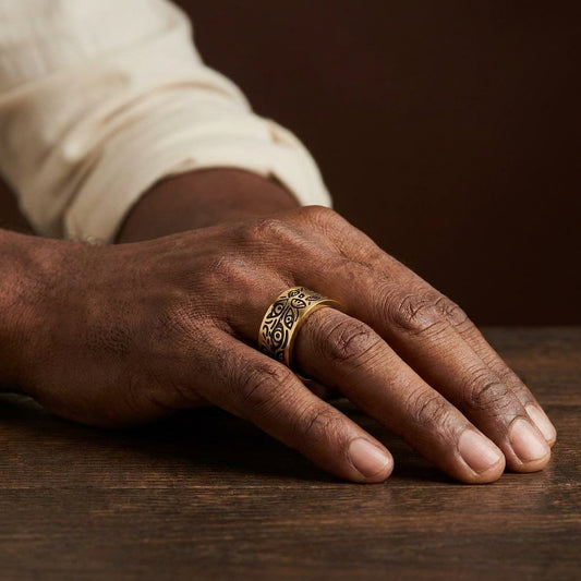 Evil Eye Protection Golden Ring | 18K Real Gold PVD Plated– For Men | Includes: Ring