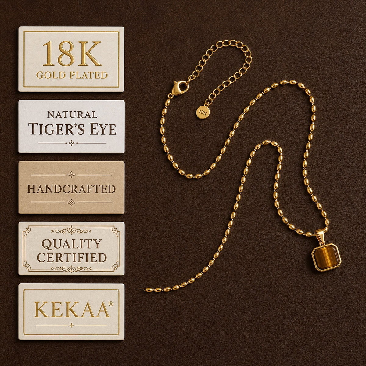 Ember Golden Brown RECTANGLE Necklace | Gold-Tone - For Women | Includes: Necklace