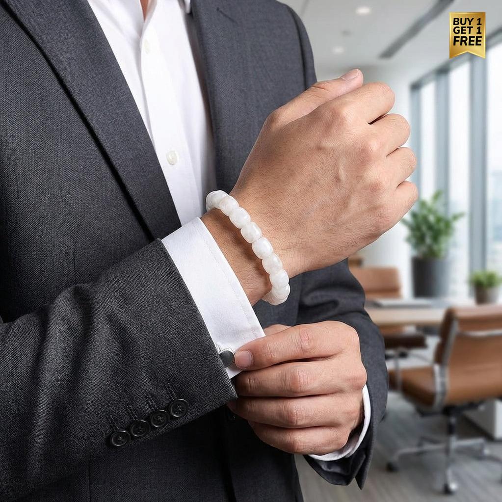 Balance & Harmony Tumble Bracelet | White Agate Stone - For Men | Includes: Bracelet