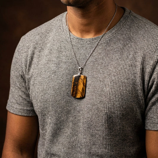 Tiger Eye REAL Stone Men's Necklace | Stainless Steel - For Men| Includes: Necklace