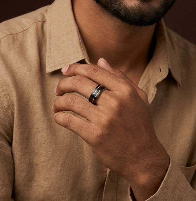 Black Class Golden Ring | 18K Real Gold PVD Plated– For Men | Includes: Ring