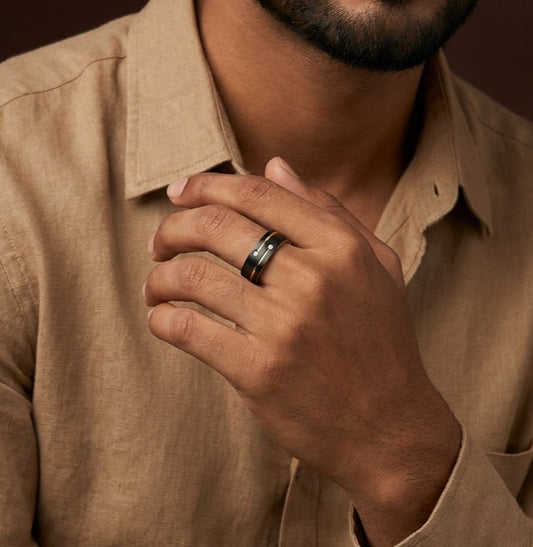 Black Class Golden Ring | 18K Real Gold PVD Plated– For Men | Includes: Ring