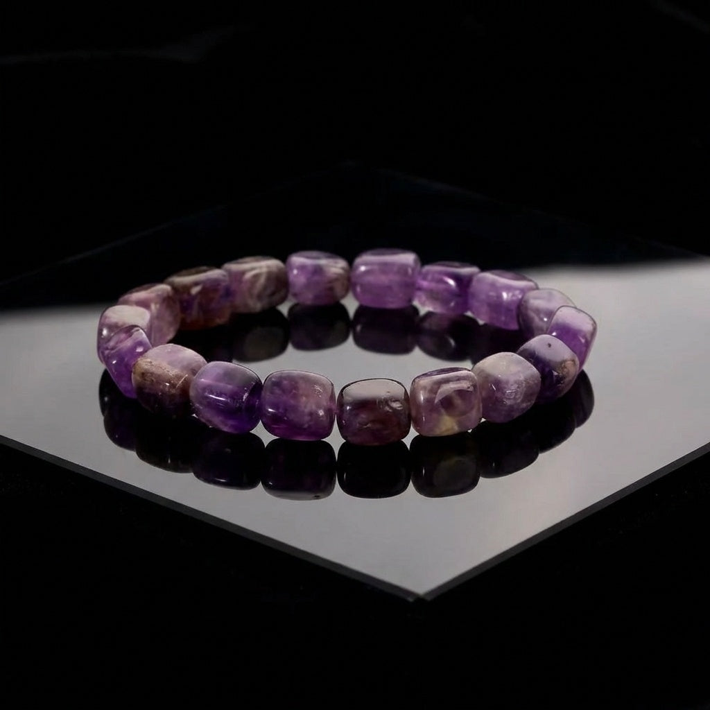 Calm & Cosmic Tumble Bracelet | Amethyst Stone - For Men | Includes: Bracelet