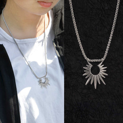 Sun Rays Pendant Necklace | Silver Chain | Unisex