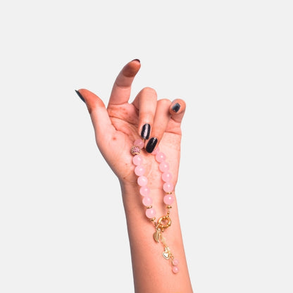Minimal Muse Bracelet | Rose Quartz Stone, PVD 18K Gold Plated - For Women | Includes: Bracelet