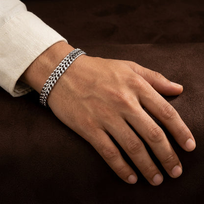 Modern Weaved Regular Flexi 6MM Steel Bracelet | TITANIUM STEEL- For Men | Includes: Bracelet