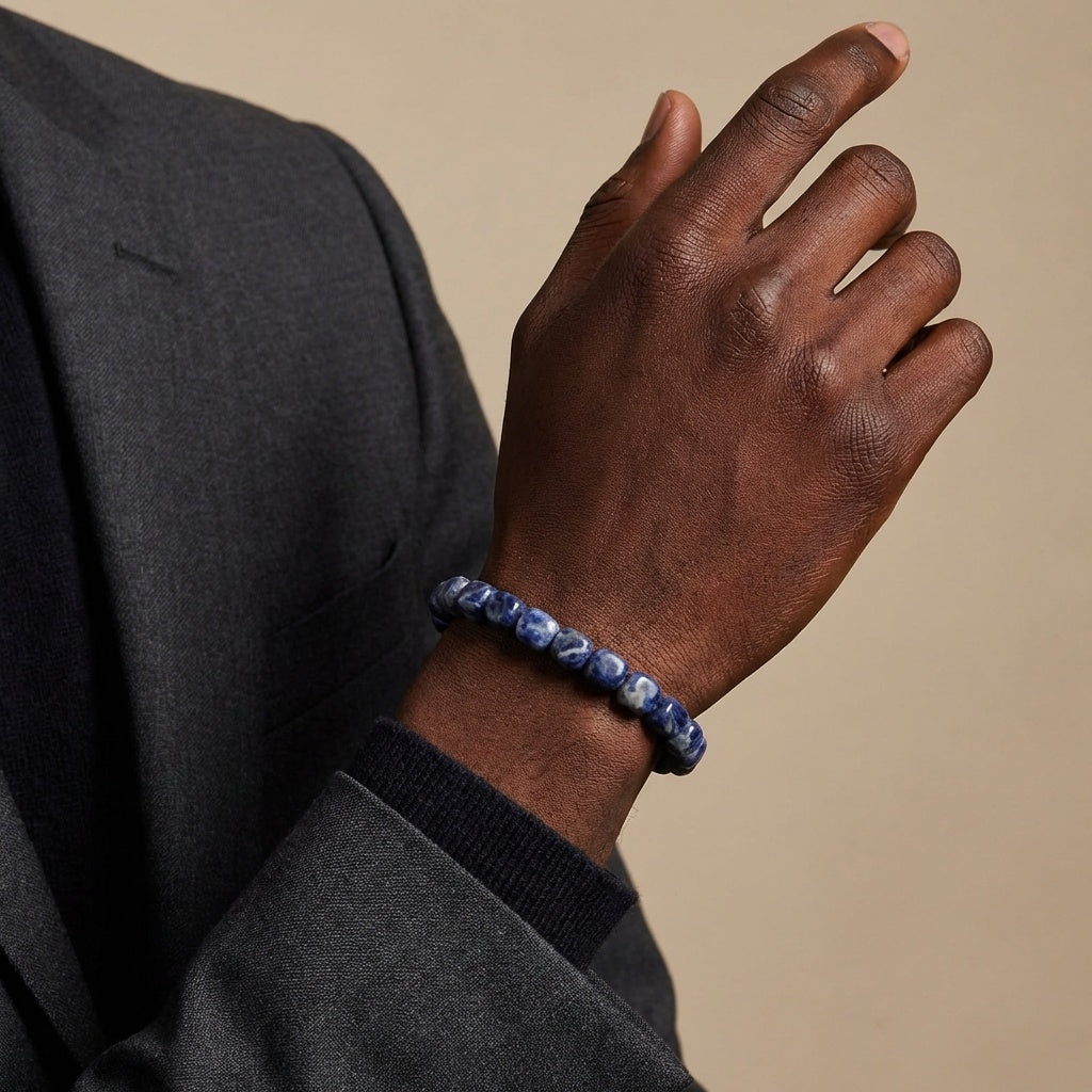 Inner Peace & Communication Tumble Bracelet | Sodalite Stone - For Men | Includes: Bracelet