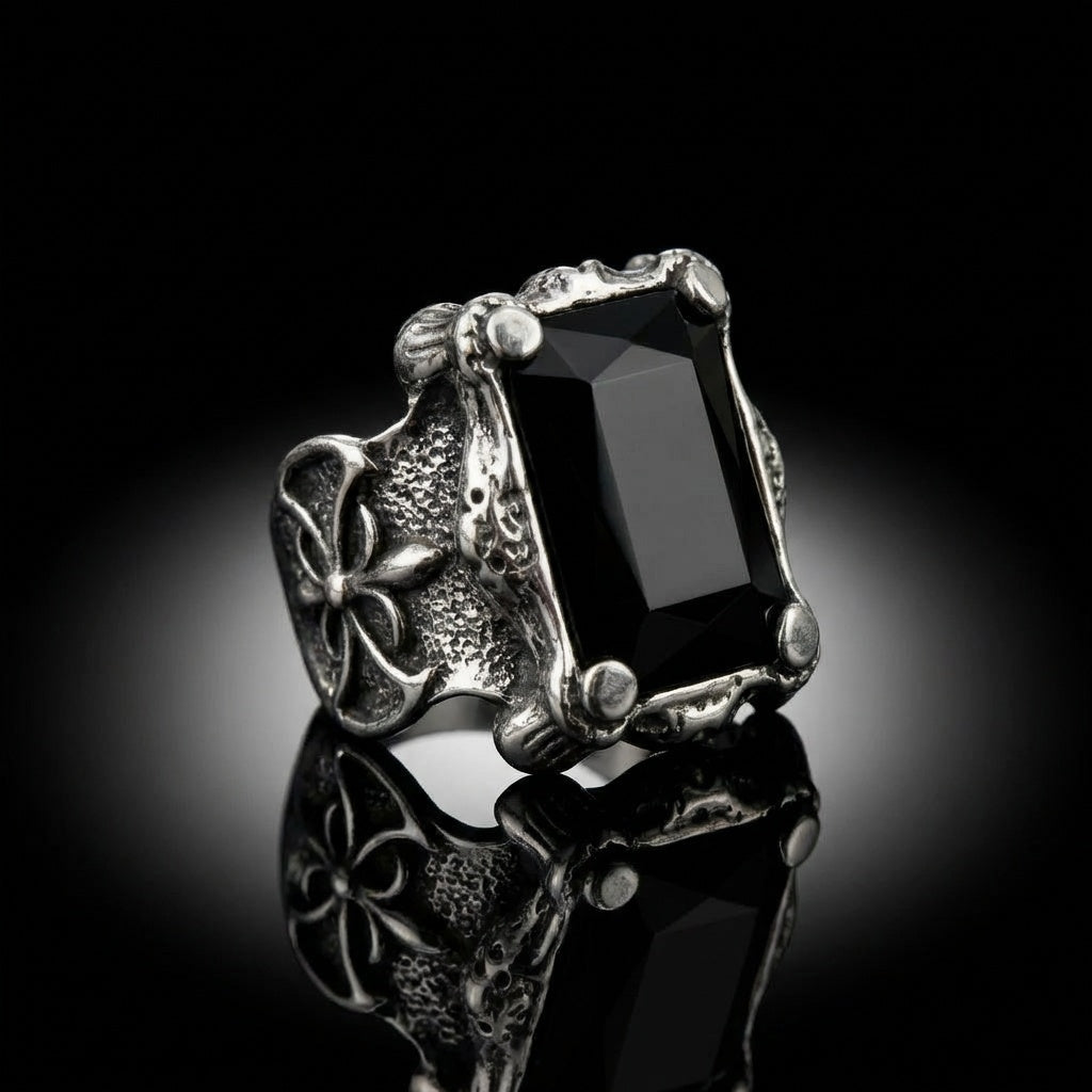 Black Zircon BOLD Iranian Sword Ring | Titanium Steel– For Men | Includes: Ring