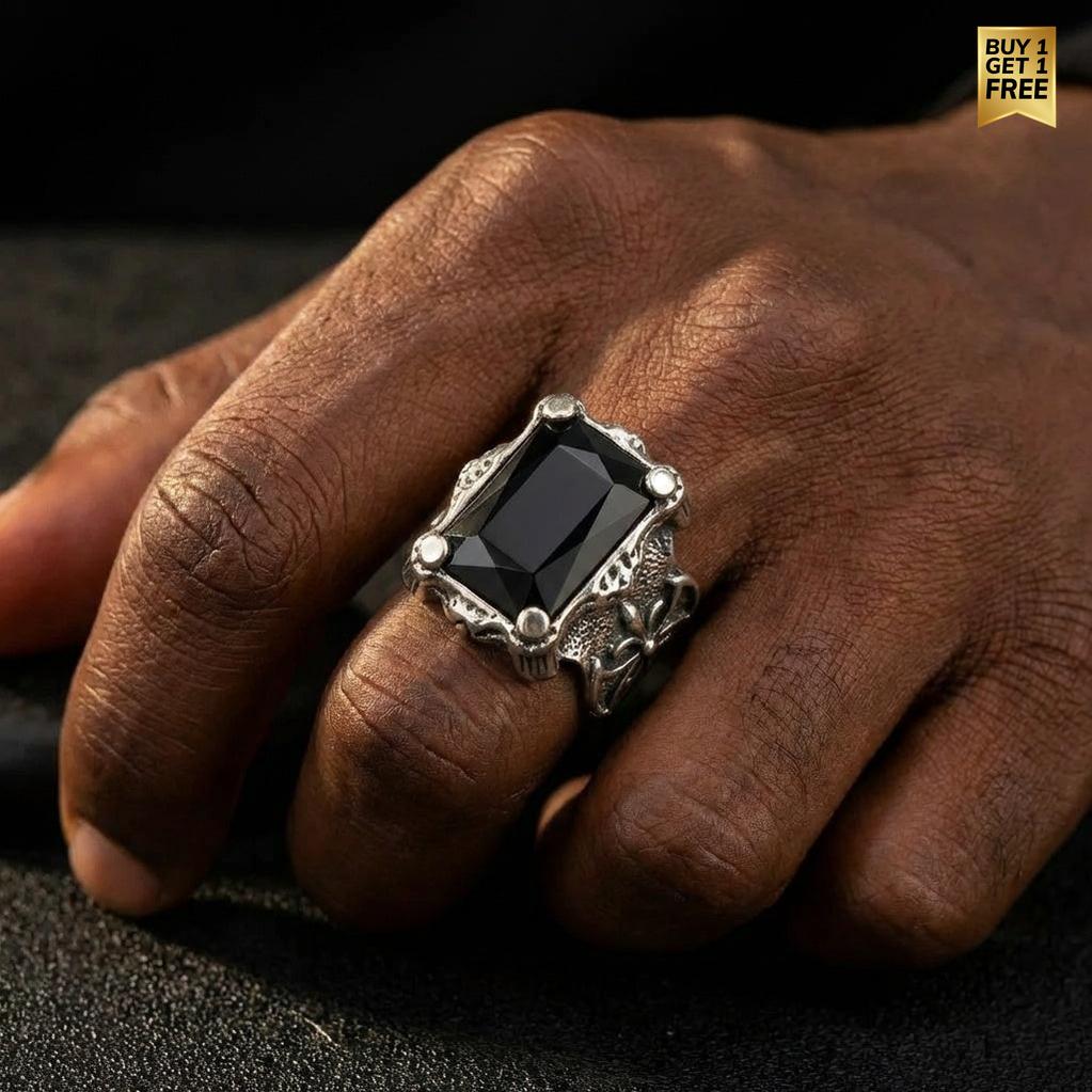 Black Zircon BOLD Iranian Sword Ring | Titanium Steel– For Men | Includes: Ring