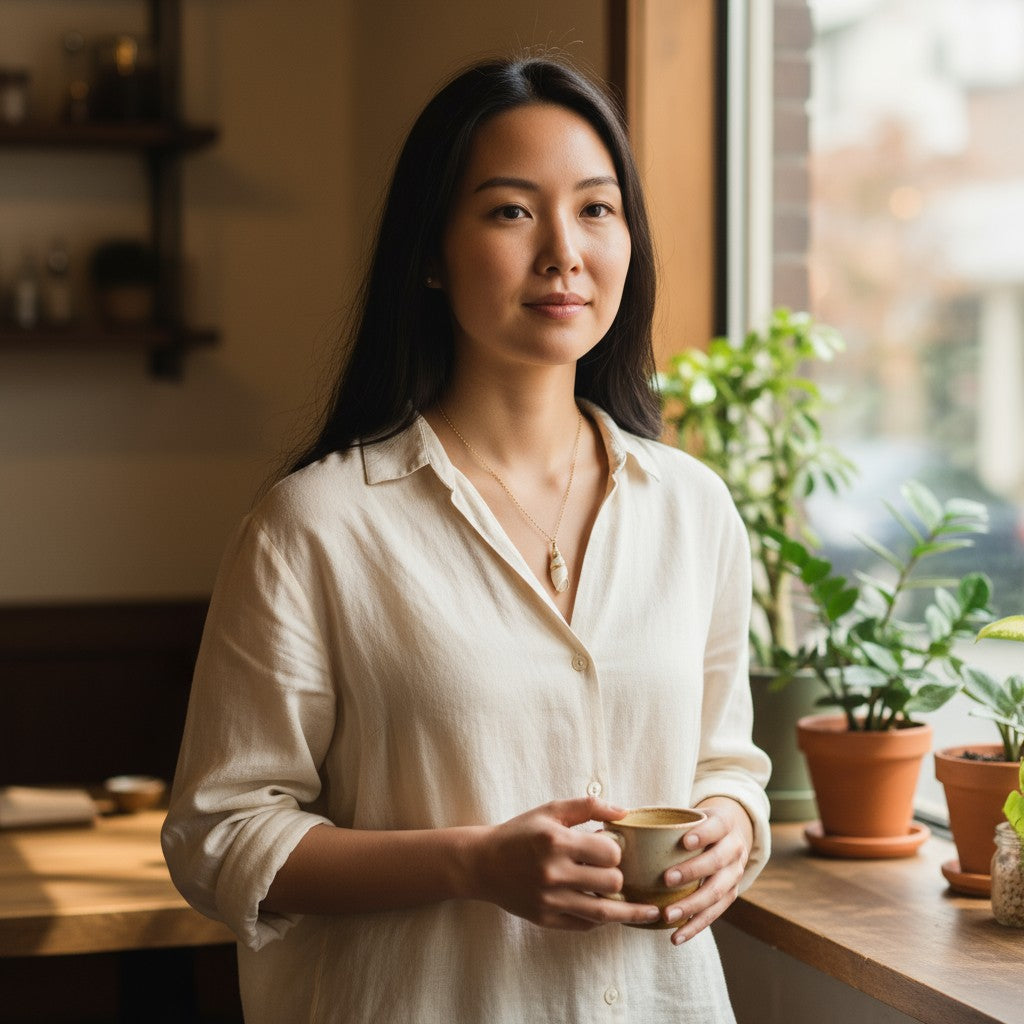 Olive Conch Necklace | Natural Conch - For Women | Includes: Necklace