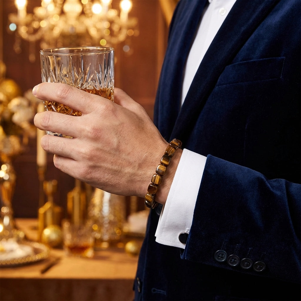 Courage & Protection Tumble Bracelet | Tiger Eye Stone - For Men | Includes: Bracelet