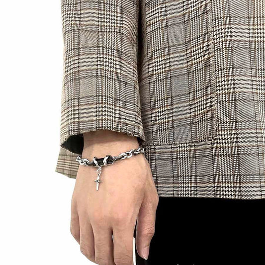 Modern Design Bold Cross Bracelet | Stainless Steel - For Men | Includes: Bracelet