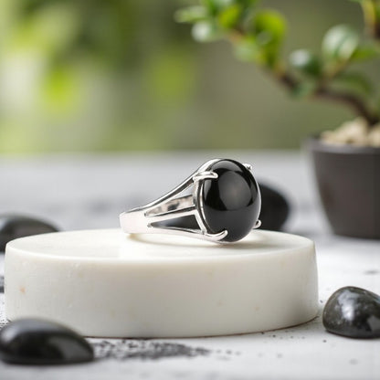 Protection Bezel Ring Flexi Size | Black Obsidian – For Men | Includes: Ring