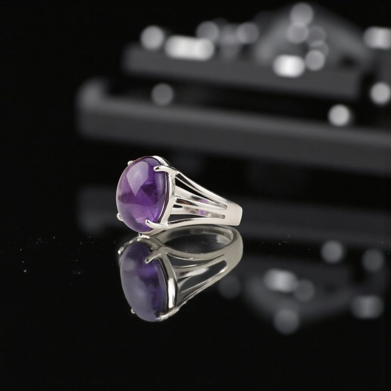Clarity Bezel Ring Flexi Size | Amethyst Stone – For Men | Includes: Ring