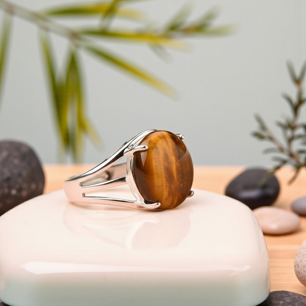 Confidence Bezel Ring Flexi Size | Tiger Eye – For Men | Includes: Ring