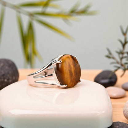 Confidence Bezel Ring Flexi Size | Tiger Eye – For Men | Includes: Ring