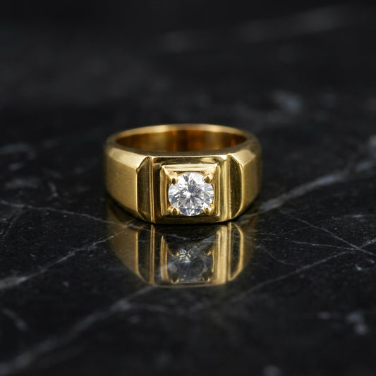 Regular Classic Solitire Clear Zircon Ring | 18K Real Gold PVD Plated– For Men | Includes: Ring