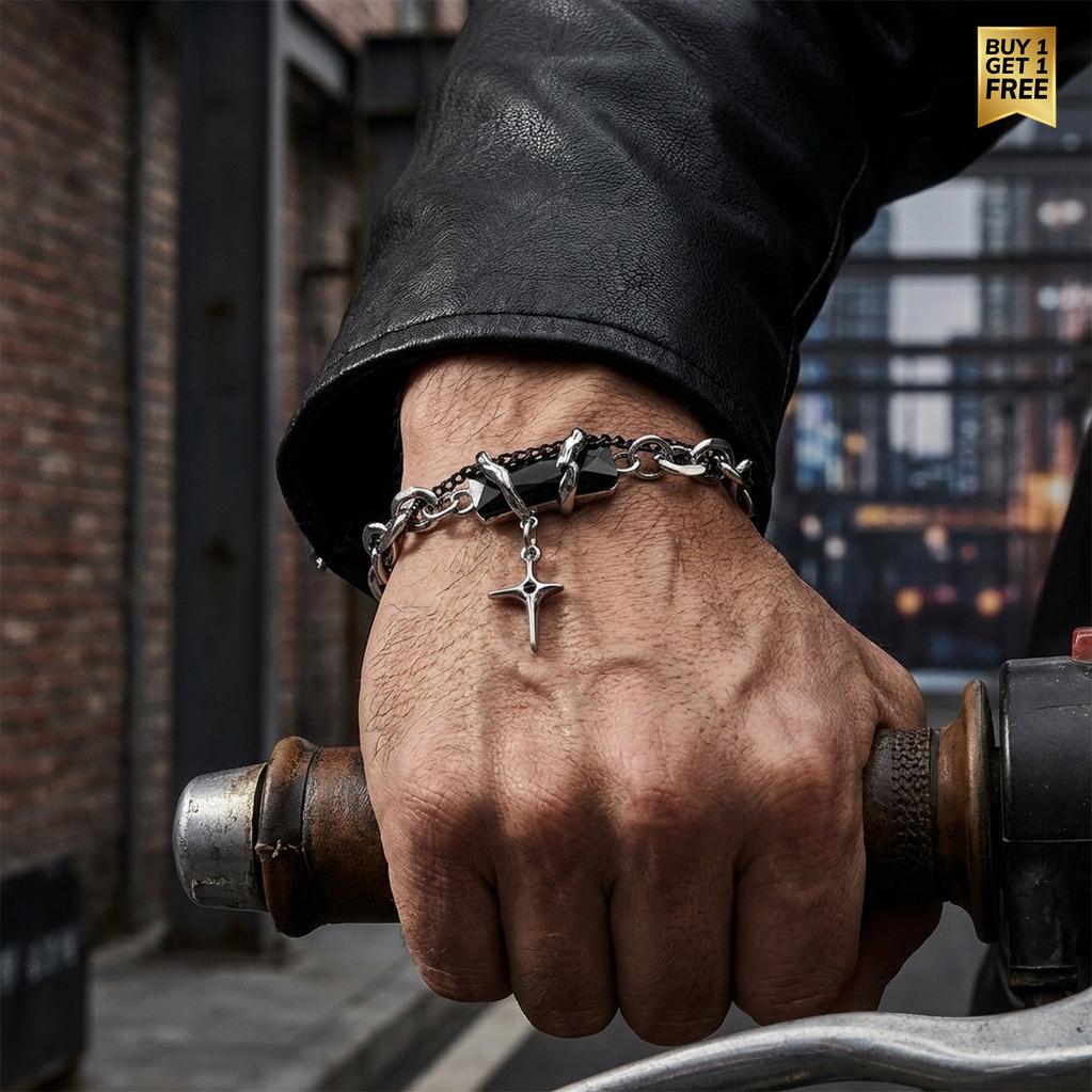 Modern Design Bold Cross Bracelet | Stainless Steel - For Men | Includes: Bracelet