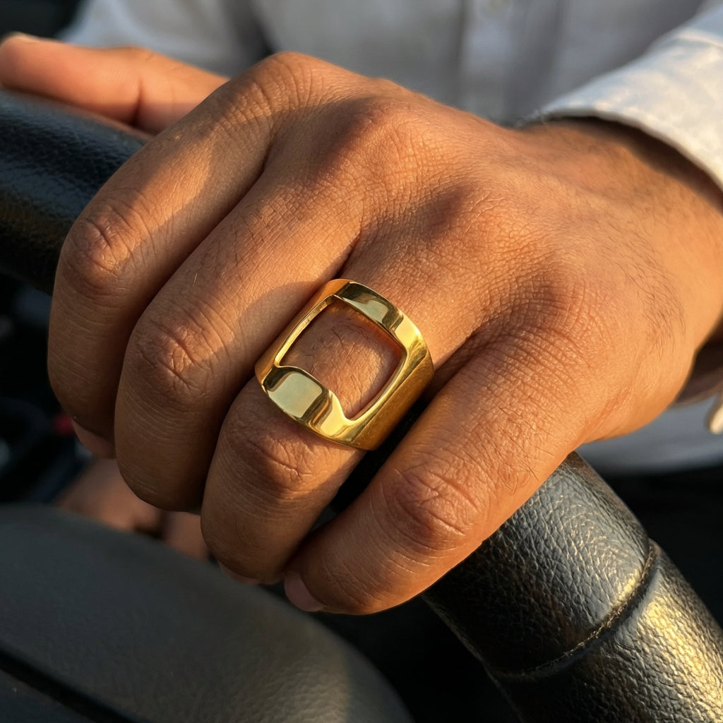 Funky Golden Bottle Opener Ring | REAL Steel– For Men | Includes: Ring