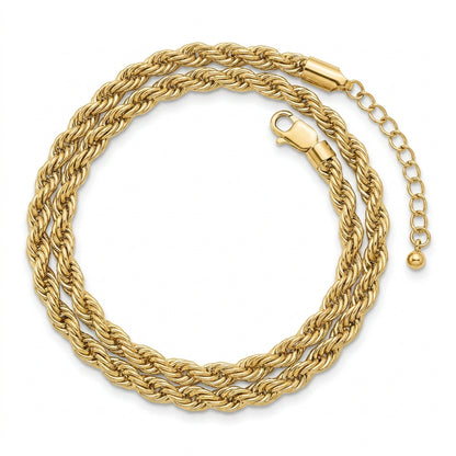 Golden Rope Bold Steel Chain (6mm) | 18K PVD Gold Plated- For Men| Includes: Necklace