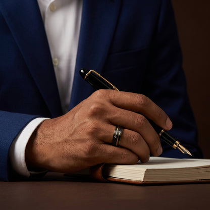 Black Class Golden Ring | 18K Real Gold PVD Plated– For Men | Includes: Ring